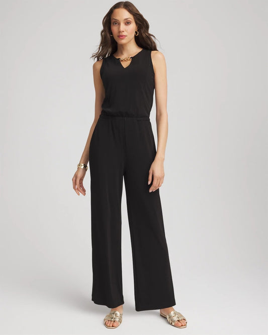 Chico's Travelers™ Jersey Knit Chain-Trim Jumpsuit