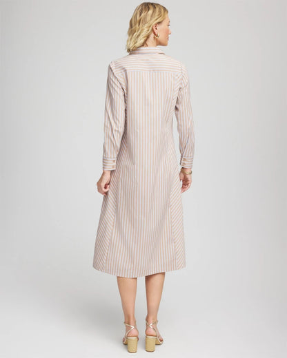 Chico's Vanilla Chai Striped Shirtdress