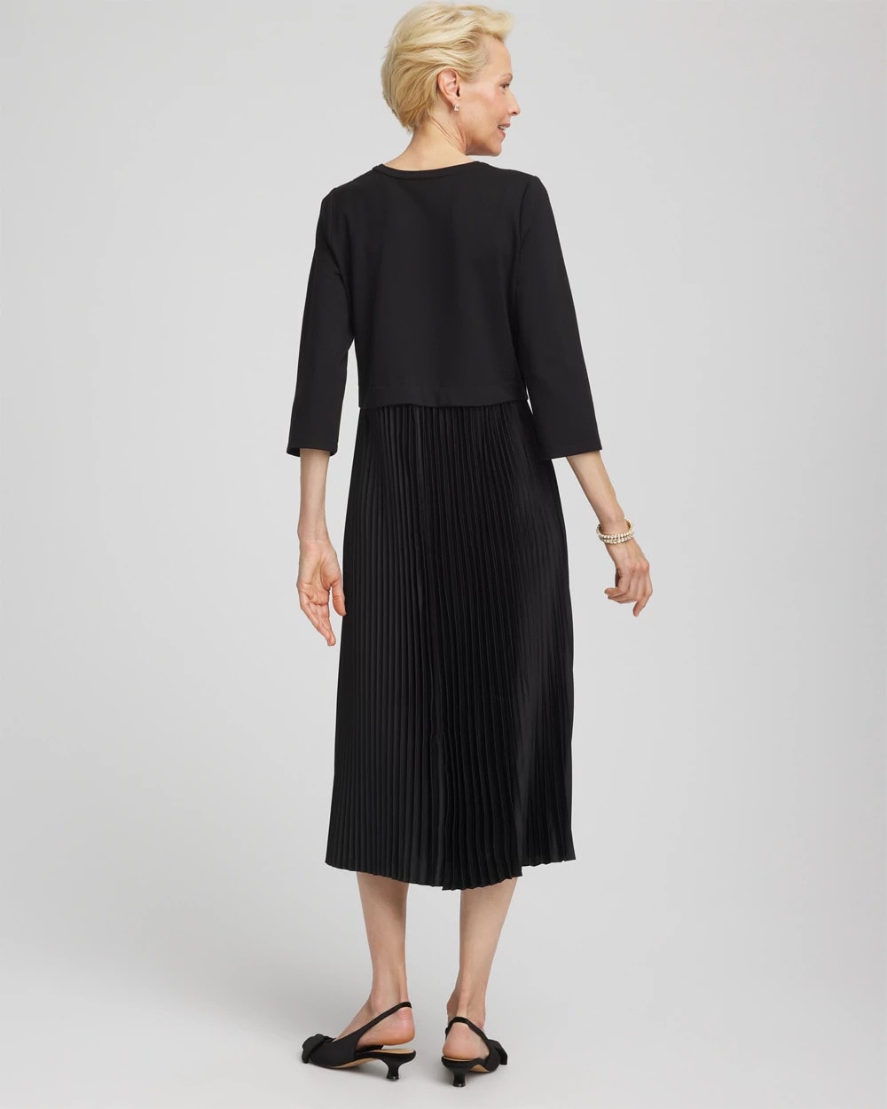 Chico's Satin-Knit Pleated Maxi Dress