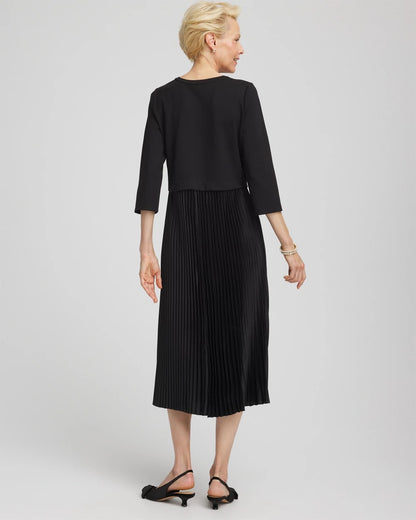 Chico's Satin-Knit Pleated Maxi Dress
