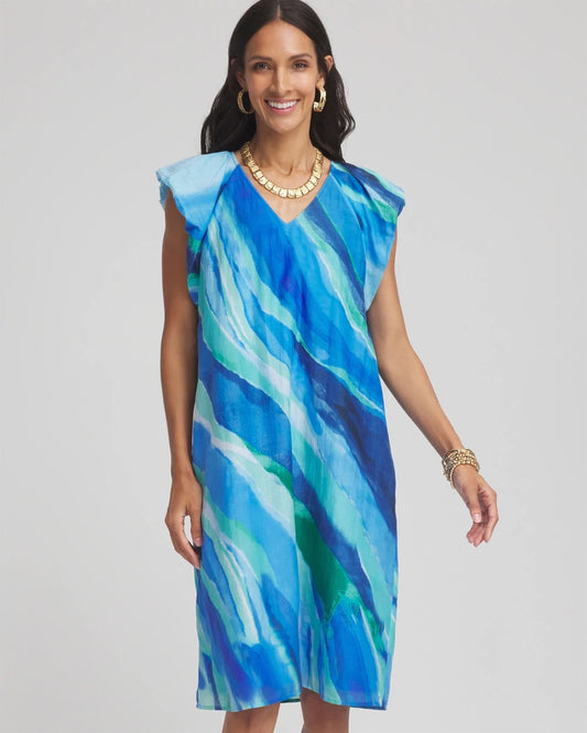 Chico's Cotton-Silk Voile Popover Dress