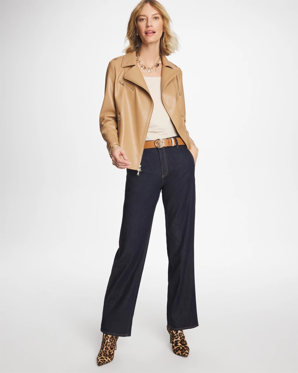 Chico's Trapunto Wide-Leg High-Rise Jeans