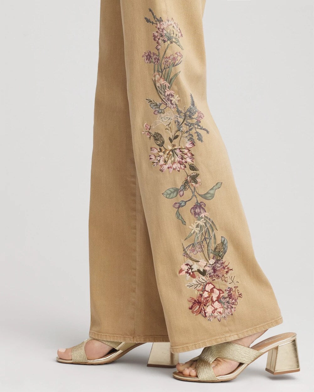 Chico's Embroidered High-Rise Wide-Leg Jeans