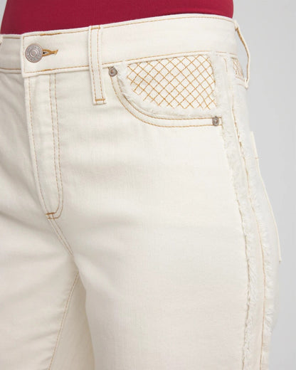Chico's Sea Salt High-Rise Frayed Jeans