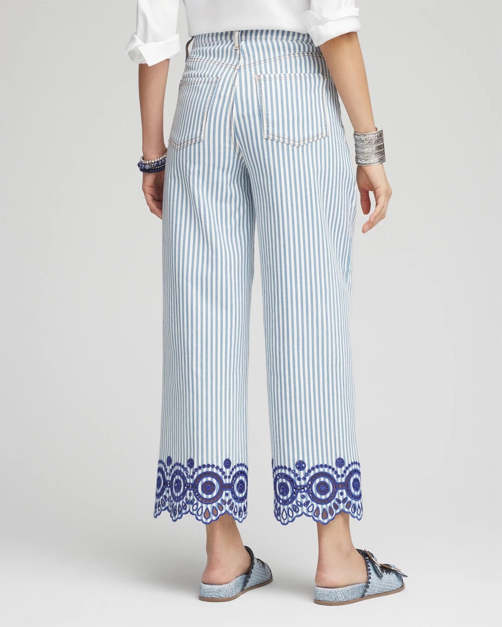 Chico's Eyelet High-Rise Wide Cropped Jeans