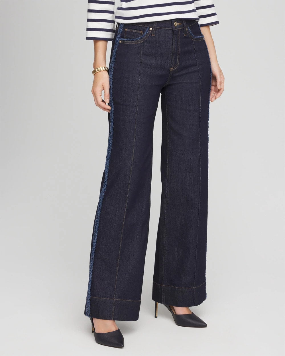 Chico's Petite Frayed High-Rise Wide-Leg Jeans