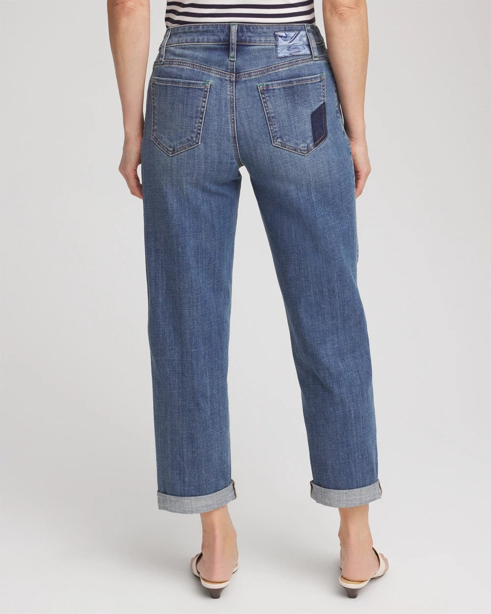 Chico's Boyfriend Patchwork Cropped Jeans