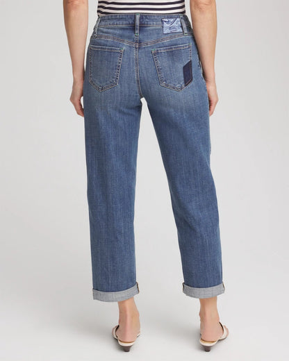 Chico's Boyfriend Patchwork Cropped Jeans