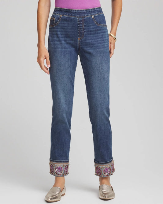 Chico's Embellished Pull-On Slim Ankle Jeggings
