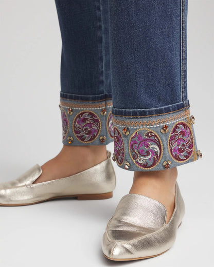 Chico's Embellished Pull-On Slim Ankle Jeggings