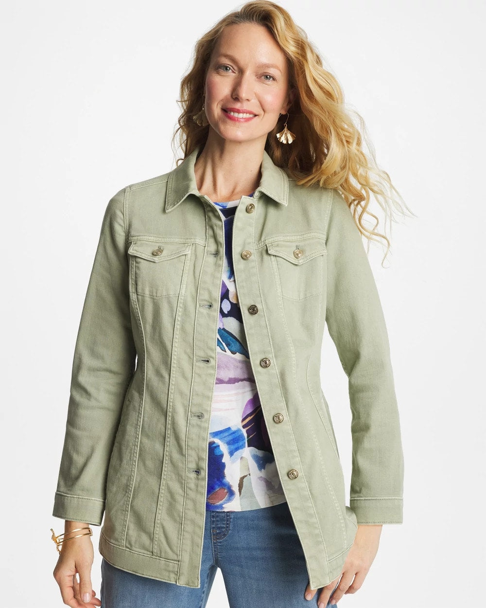 Chico's Elongated Belted Denim Jacket