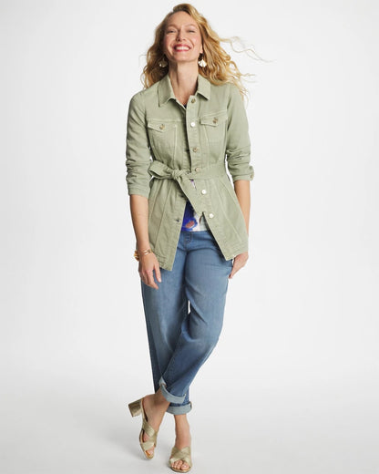 Chico's Elongated Belted Denim Jacket
