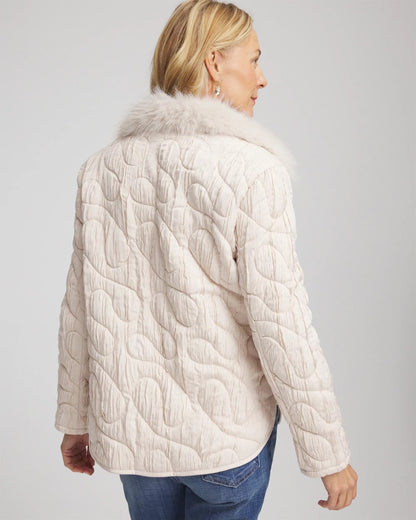 Chico's Quilted Faux Fur Collar Jacket