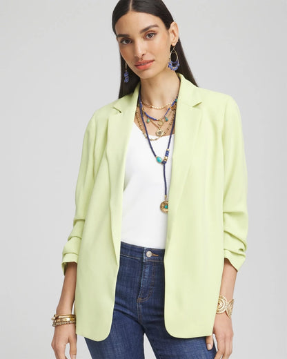 Chico's Notched-Lapel Ruched Sleeve Blazer