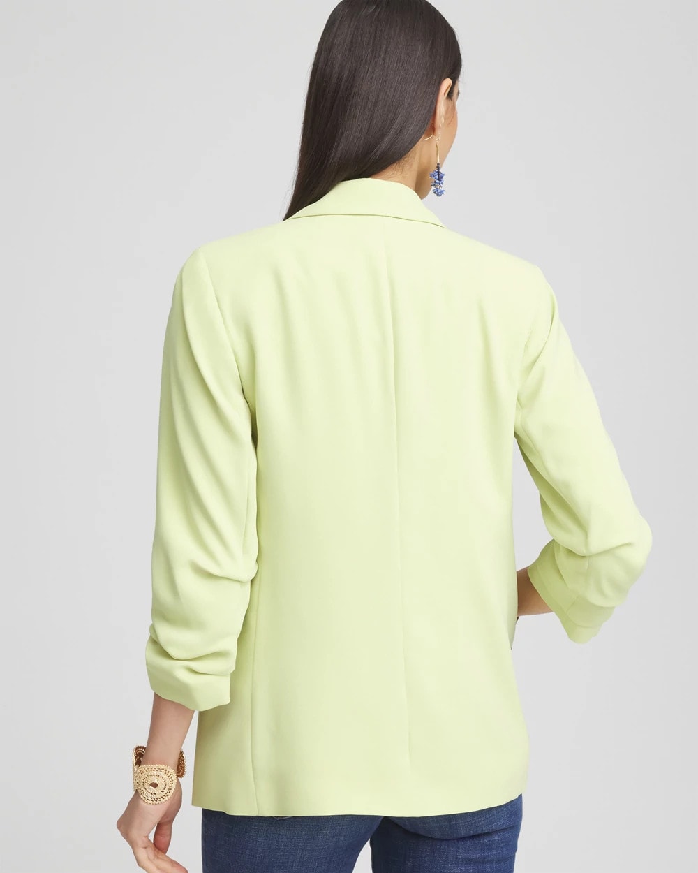 Chico's Notched-Lapel Ruched Sleeve Blazer