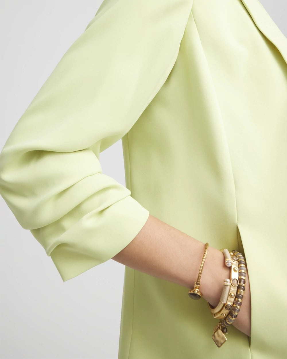 Chico's Notched-Lapel Ruched Sleeve Blazer