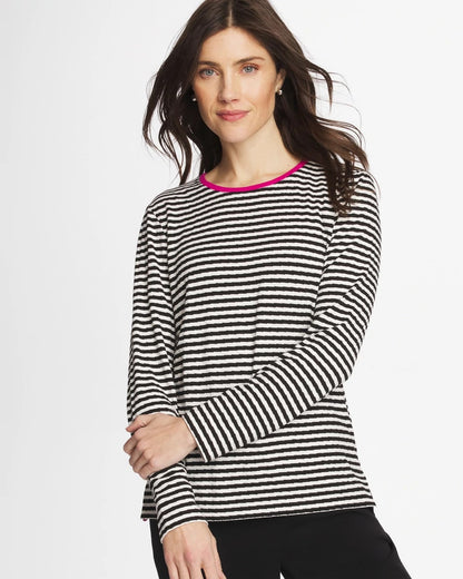 Chico's Zenergy® Striped Jacquard Contrast Pullover Top
