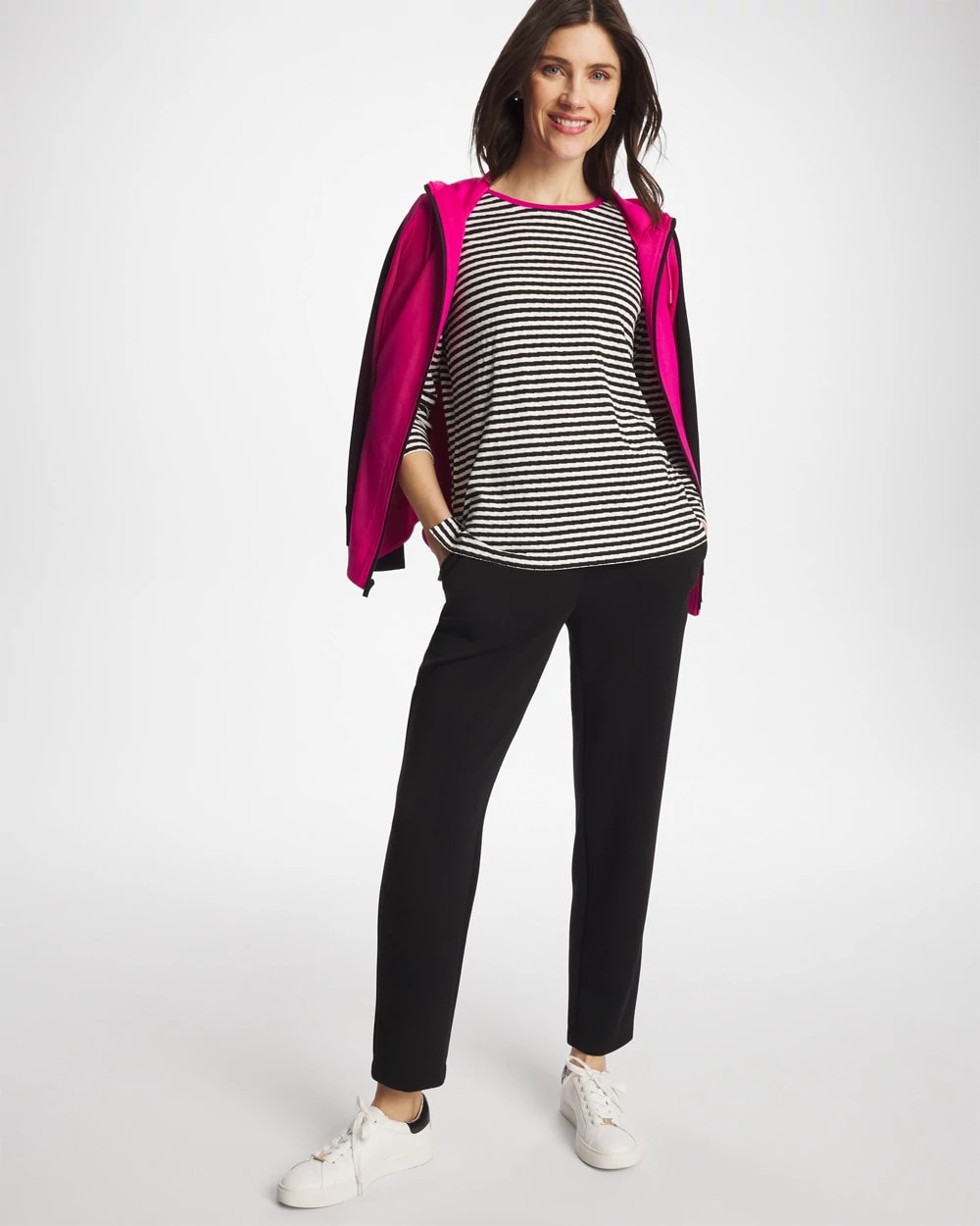 Chico's Zenergy® Striped Jacquard Contrast Pullover Top