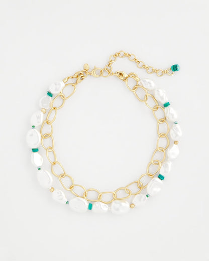Chico's Pearlescent Goldtone Collar Necklace