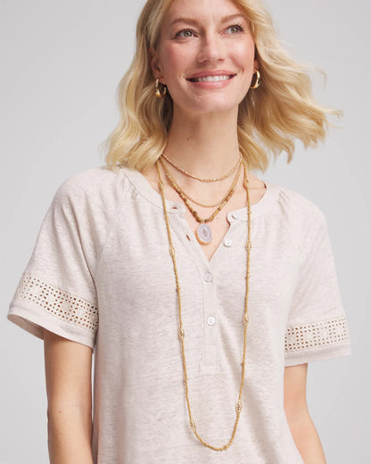 Chico's Long Goldtone Seed Bead Necklace