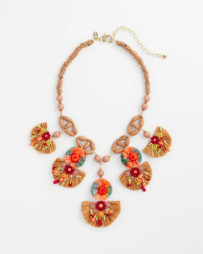Chico's Tropical Floral Bib Necklace