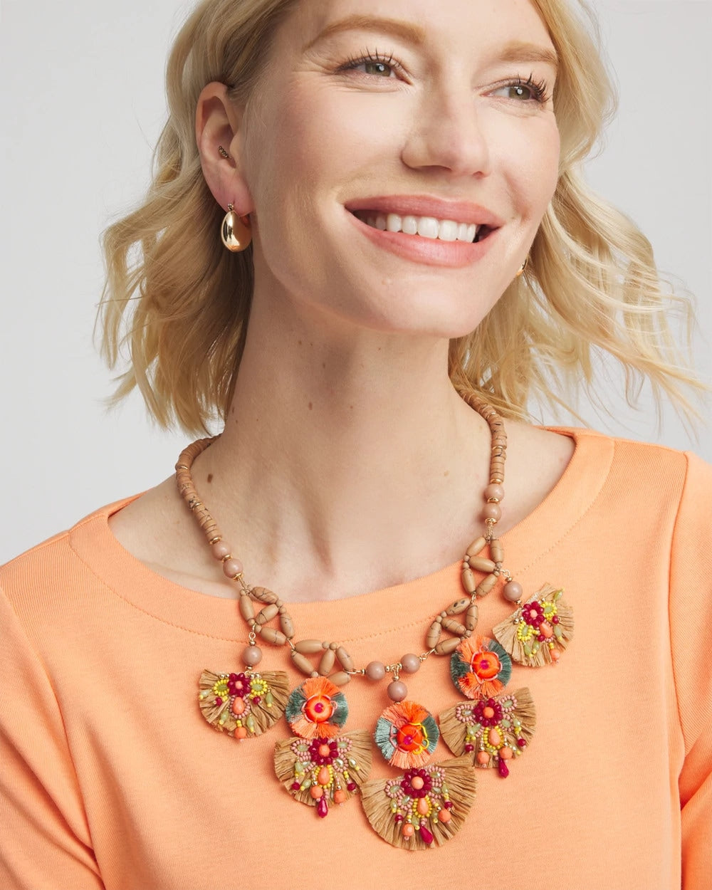 Chico's Tropical Floral Bib Necklace