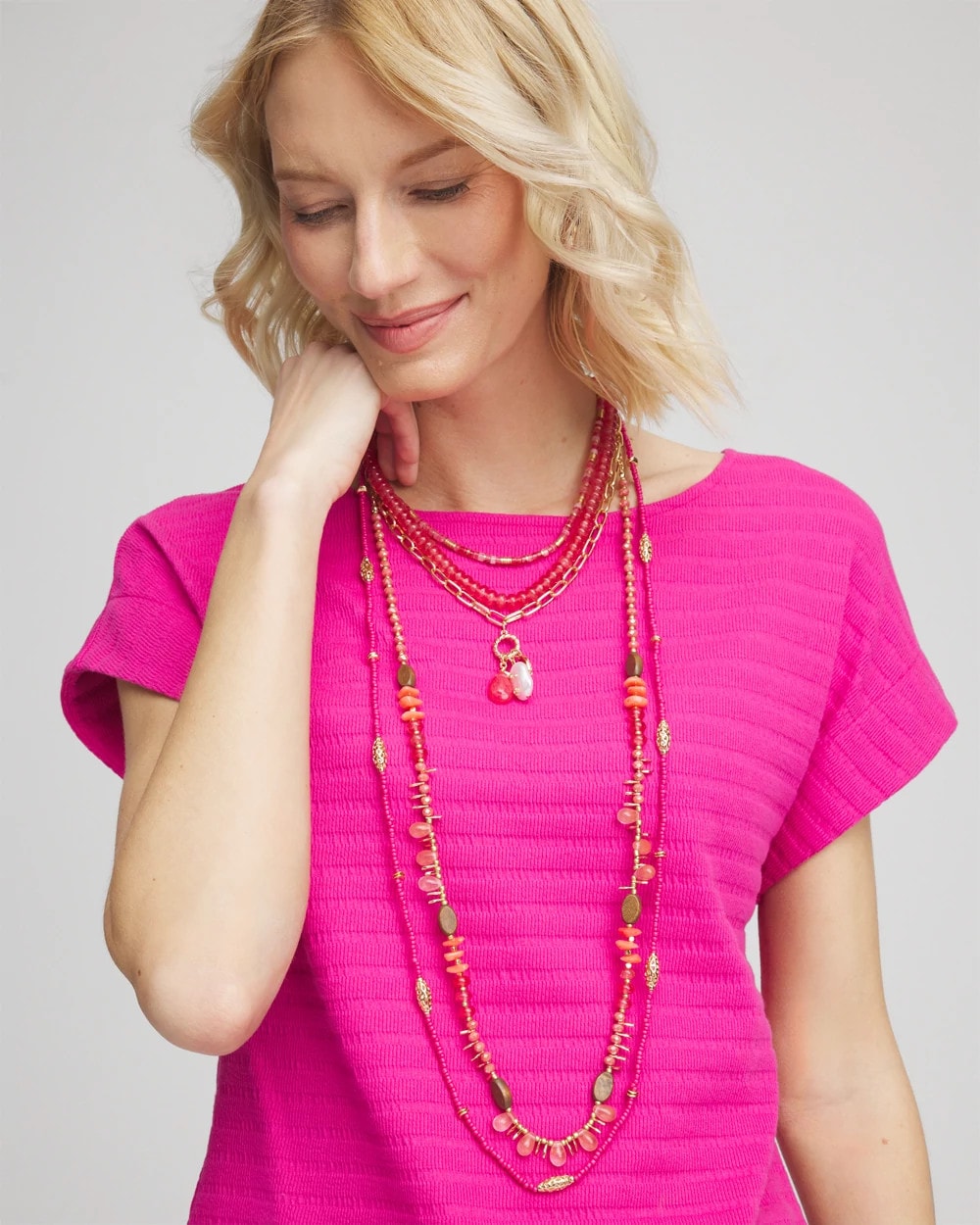 Chico's Convertible Beaded Pendant Necklace