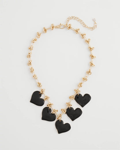 Chico's Black Heart Drop Off Necklace