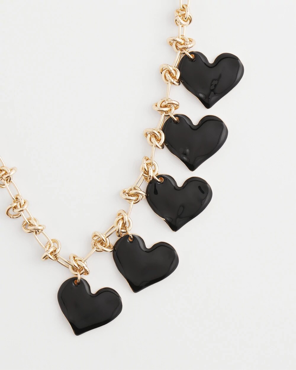 Chico's Black Heart Drop Off Necklace