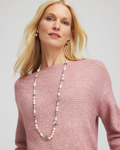Chico's Pink Art Deco Beaded Necklace