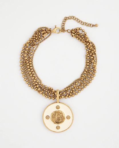 Chico's White Enamel Pendant Necklace