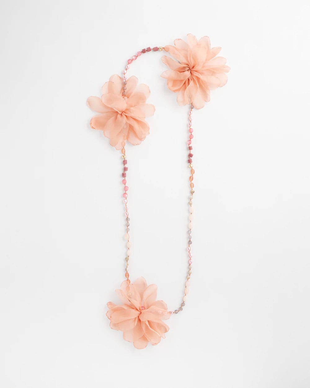 Chico's Pink Floral Aventurine Long Single Necklace