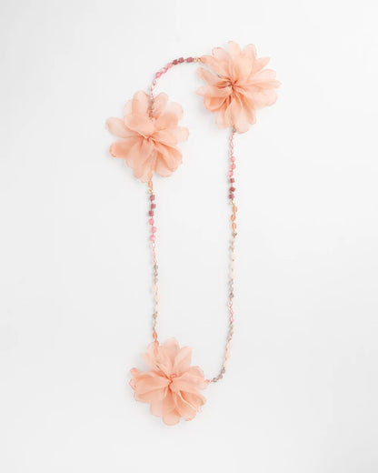 Chico's Pink Floral Aventurine Long Single Necklace