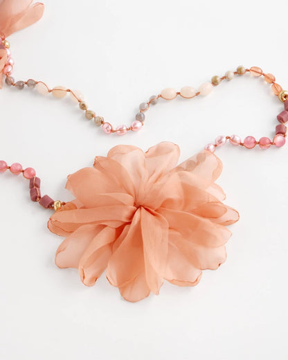 Chico's Pink Floral Aventurine Long Single Necklace