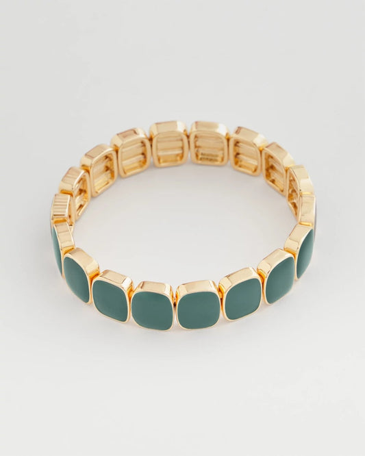 Chico's Resin Goldtone Square Stretch Bracelet