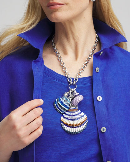 Chico's Silver-Tone Seashell Pendant Necklace