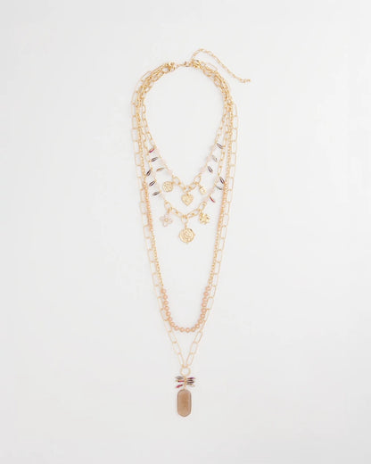 Chico's Convertible Pink & Gold Beaded Necklace