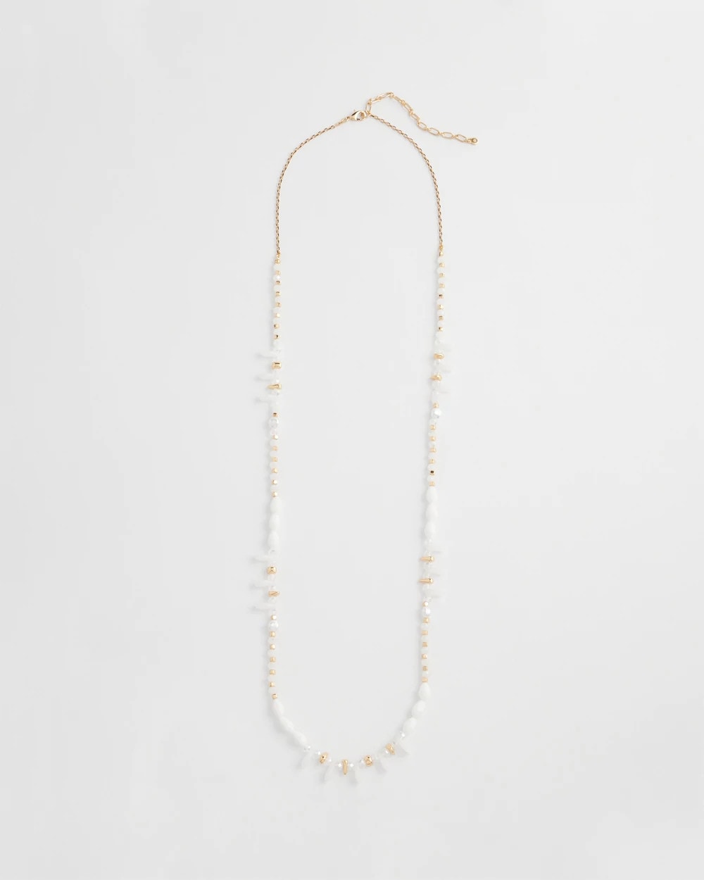 Chico's White Beaded Single Strand Necklace