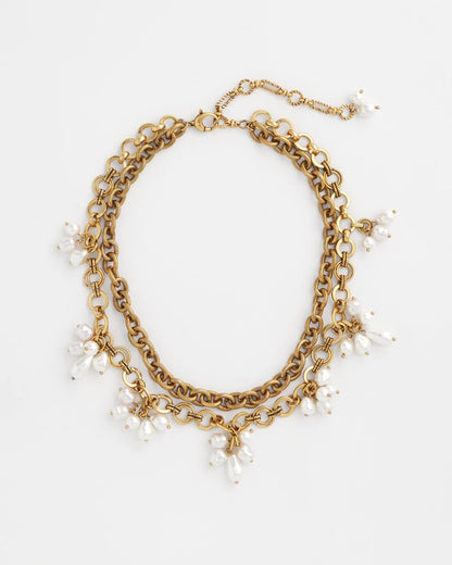 Chico's Modern Pearl Clusters Choker Necklace