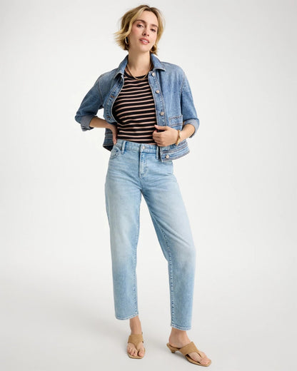 Chico's Striped High Neck Rib Tank