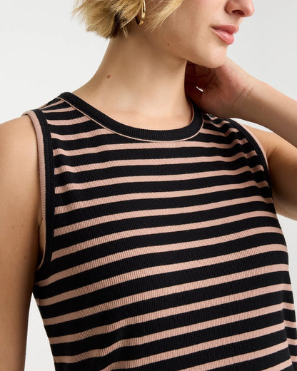 Chico's Striped High Neck Rib Tank