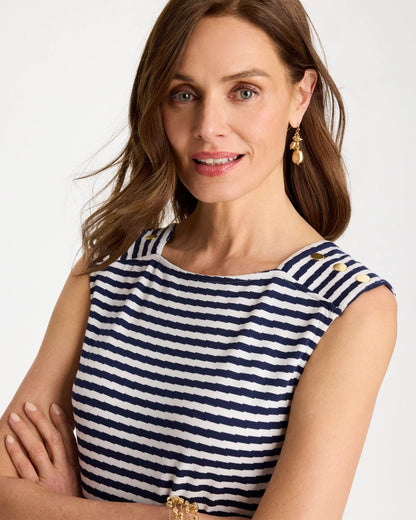 Chico's Cotton Striped Button Tee