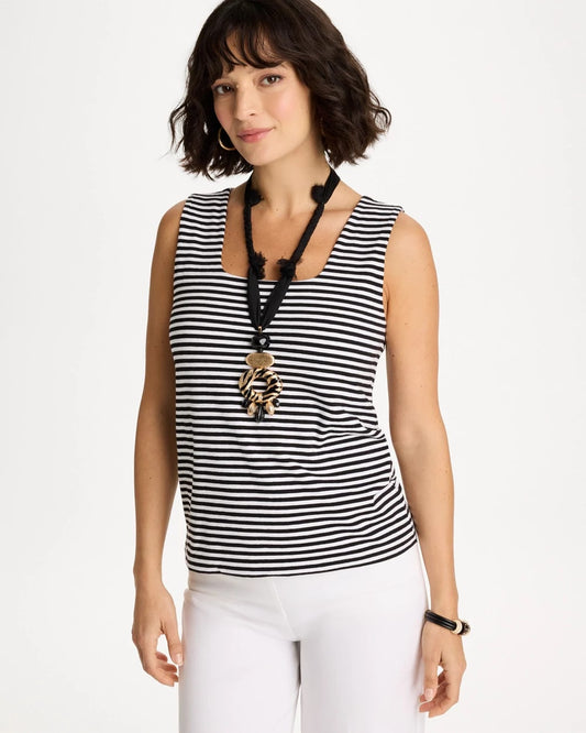 Chico's Striped Contour Cotton™ Square Neck Tank