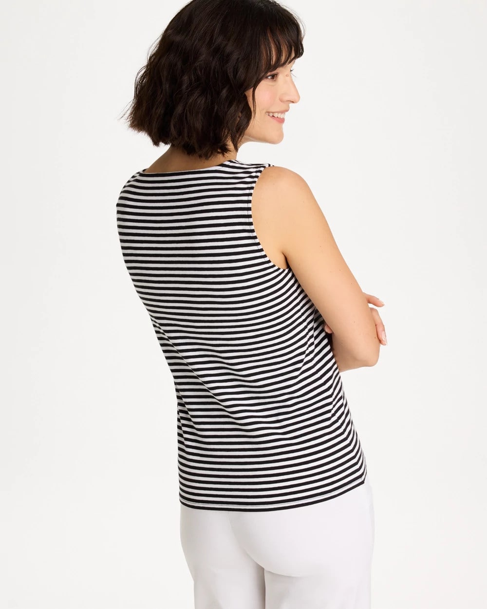 Chico's Striped Contour Cotton™ Square Neck Tank