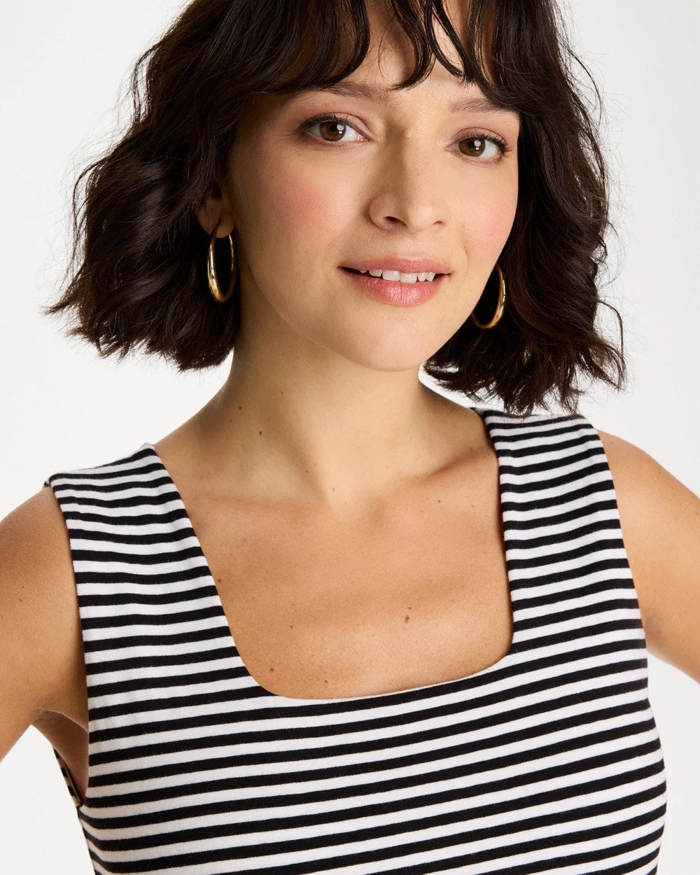 Chico's Striped Contour Cotton™ Square Neck Tank