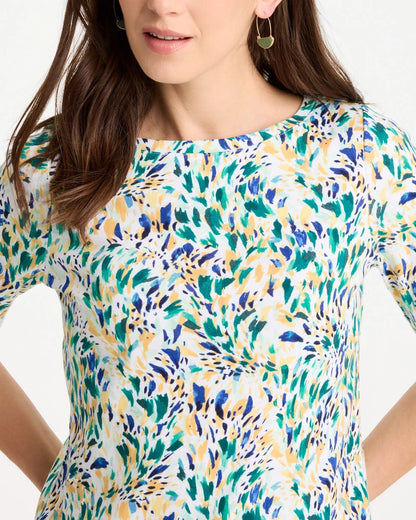 Chico's Leafy Swamp Pima Elbow Sleeve Tee
