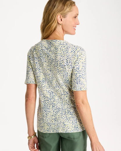 Chico's Printed Cotton Slub Elbow-Sleeve Tee