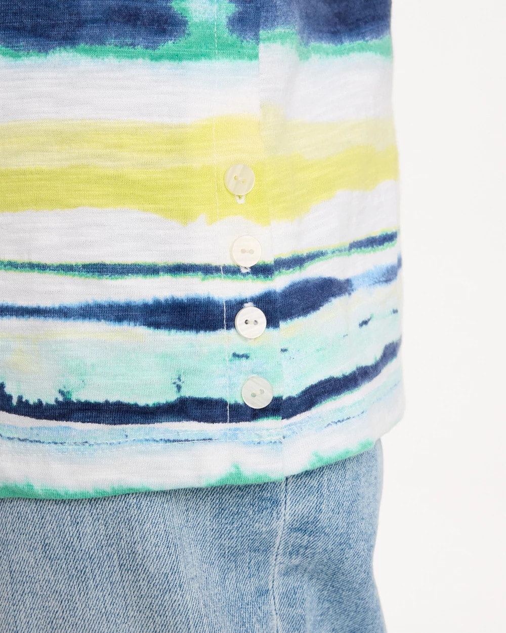 Chico's Striped Cotton Slub Elbow-Sleeve Tee