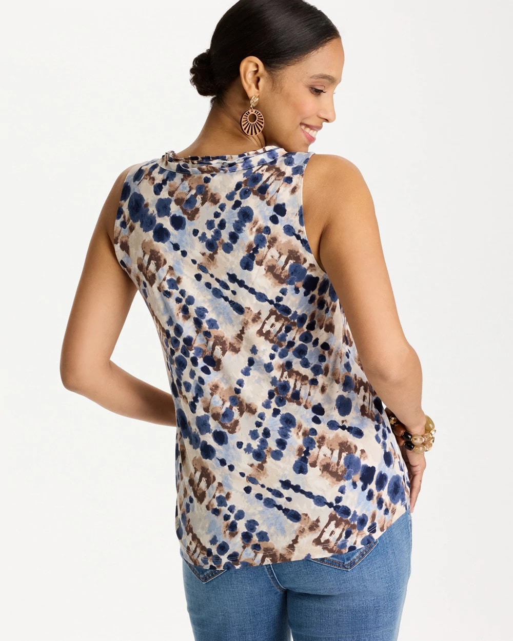 Chico's Printed Jersey Satin Tank Top