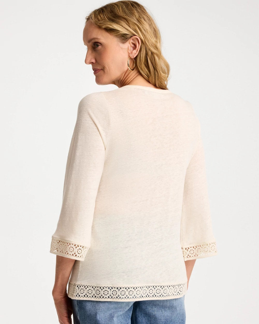 Chico's Linen Crochet Lace Tee